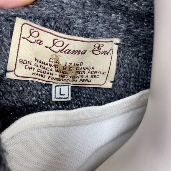 LA LLAMA Comfy Alpaca Hand‎ Knitted Long Sweater Cardigan sz L - Picture 5 of 8